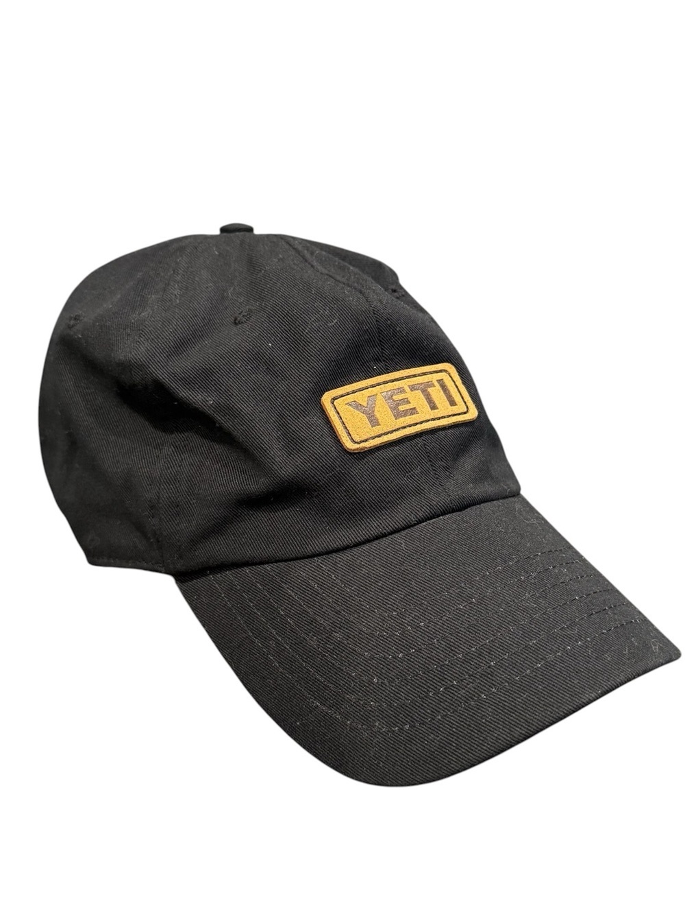 Yeti strap back hat cap black unisex men women leather patch logo